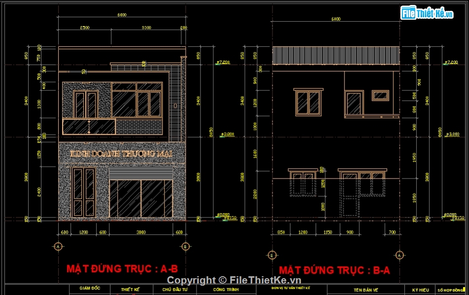 File cad nhà ở  thương mại,Nhà ở thương mại,nhà 2 tầng 6x15m,nhà ở khu dân cư